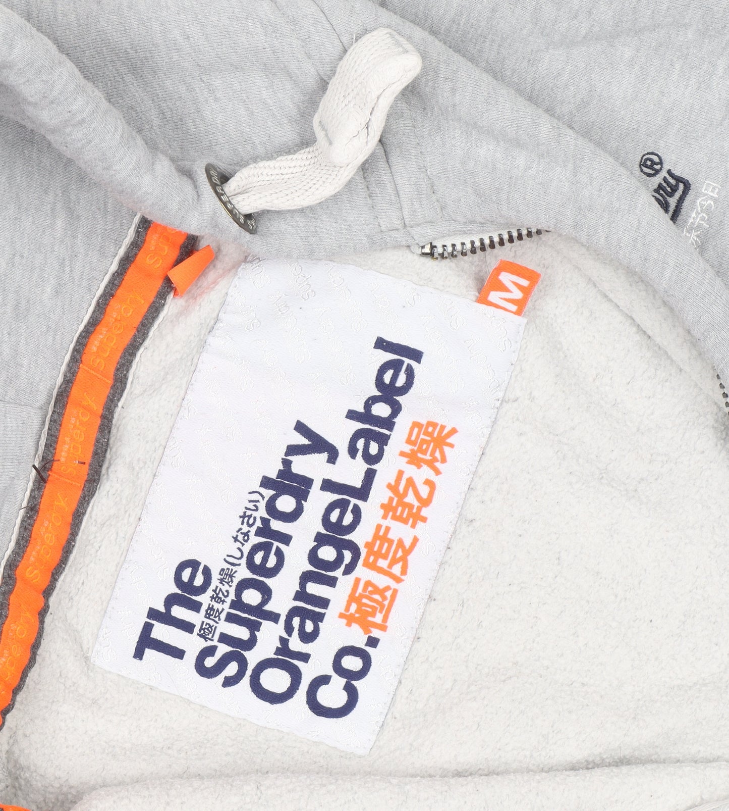 Superdry Men’s Grey Full Zip Hoodie M Orange Label Fleece