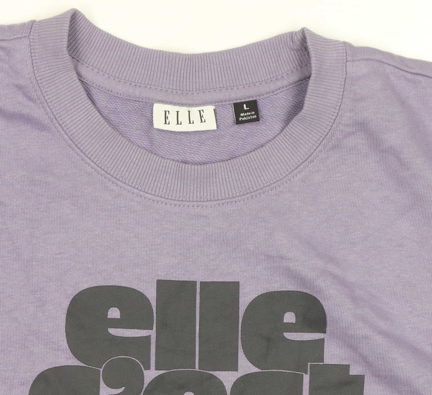 ELLE Unisex Adults Purple Graphic Print Crew Neck Sweatshirt L