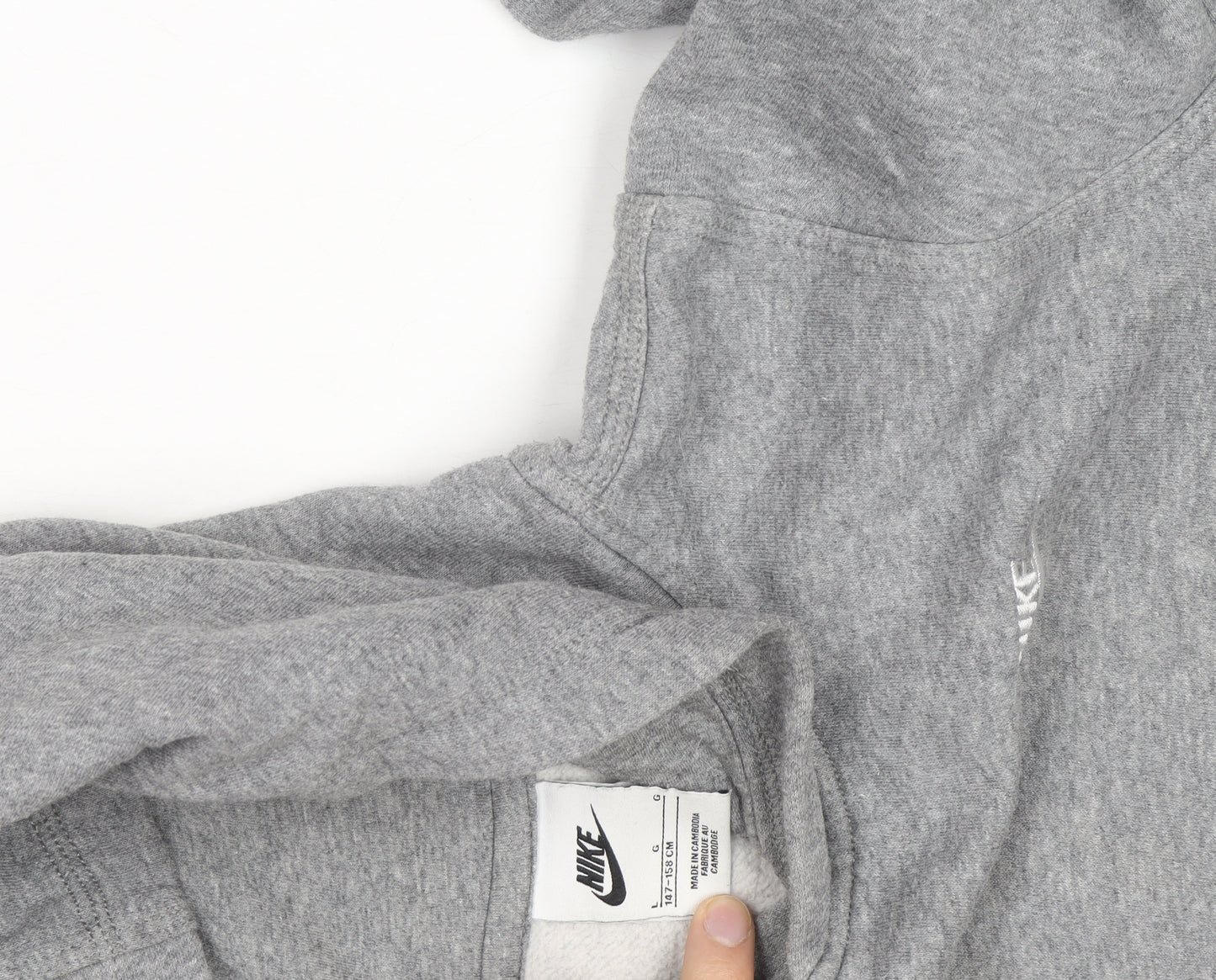 Nike Boys Grey Pullover Hoodie Sz 12-13 Years Cotton Blend Logo