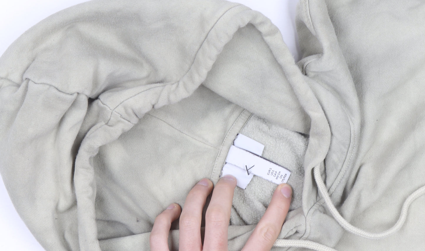 H&M Men's Beige Relaxed Fit Pullover Hoodie Size L