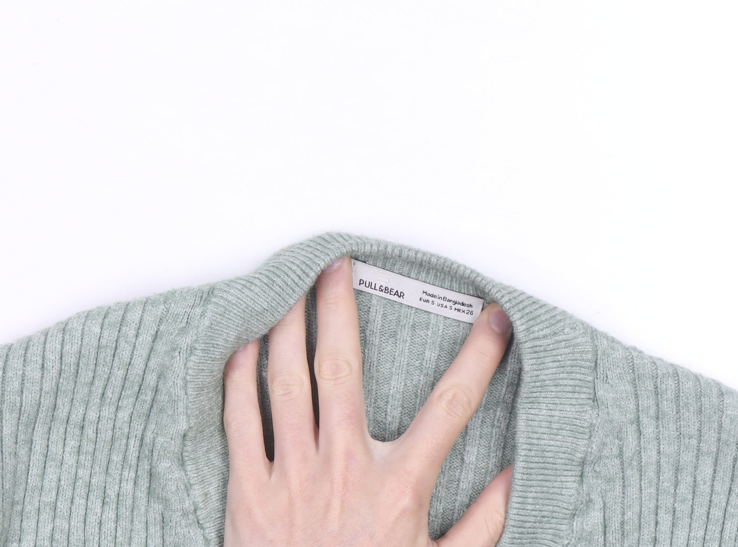 Pull & Bear Women’s Green Ribbed V-Neck Button Cardigan Size S