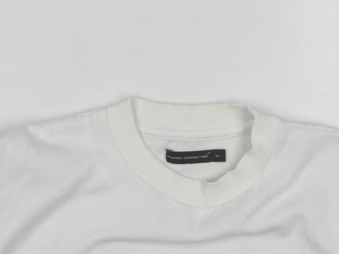 French Connection Men's White Crew Neck Logo Sweatshirt Size M