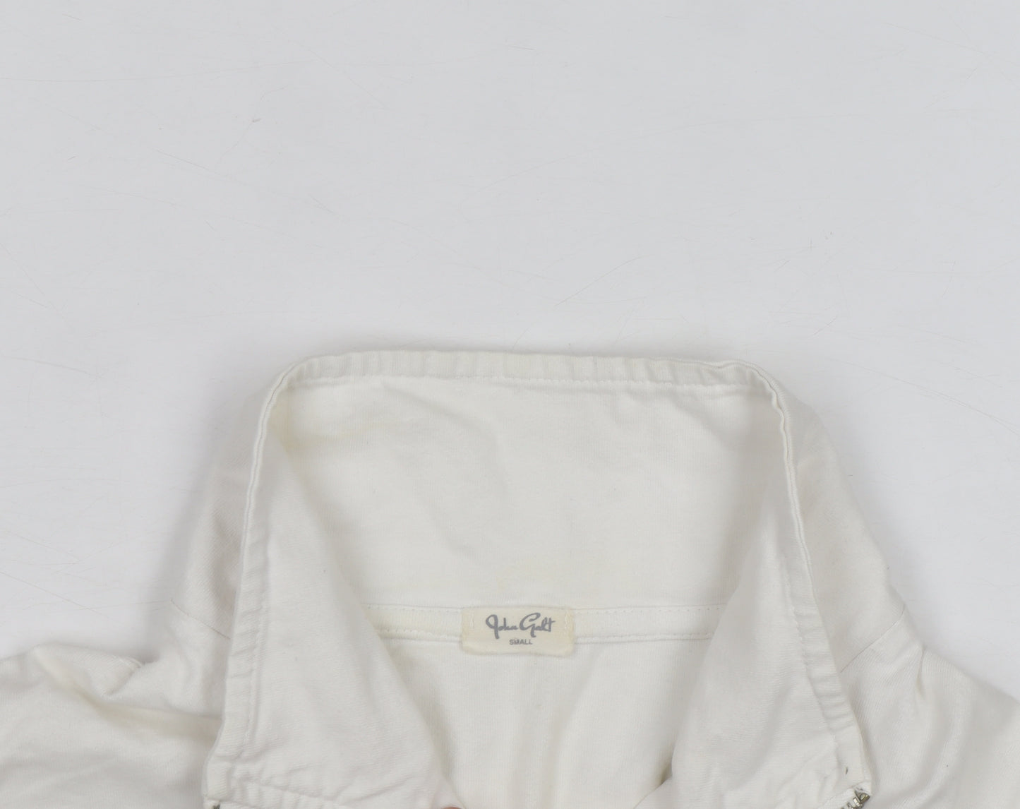John Galt Men White 1/4 Zip Pullover Sweatshirt Small Cotton Norway 1984