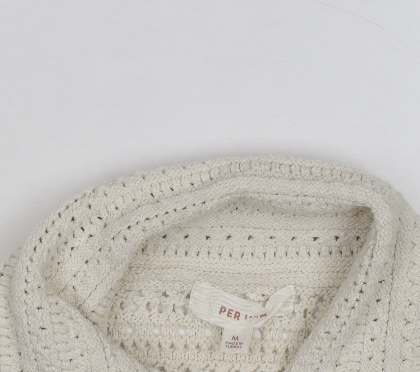 Marks and Spencer Women Ivory Crochet Cotton Cardigan M