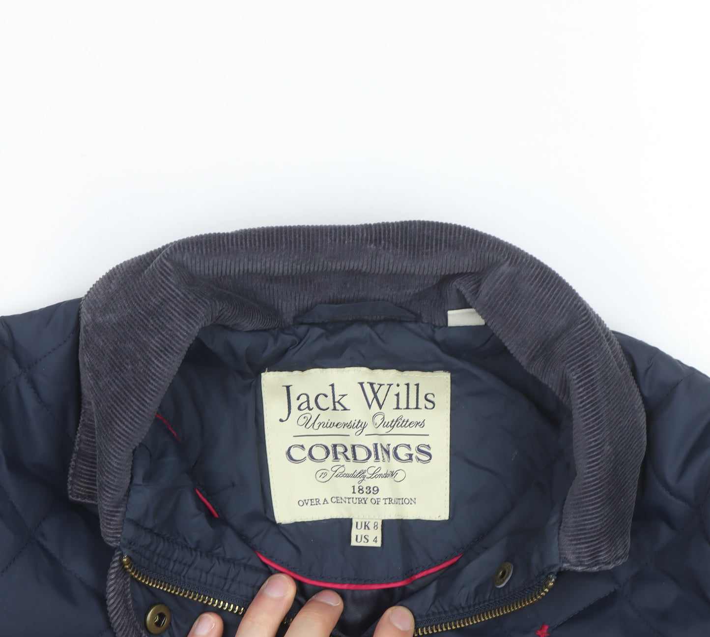 Jack Wills Women's Blue Quilted Jacket UK 8 Classic Short Coat