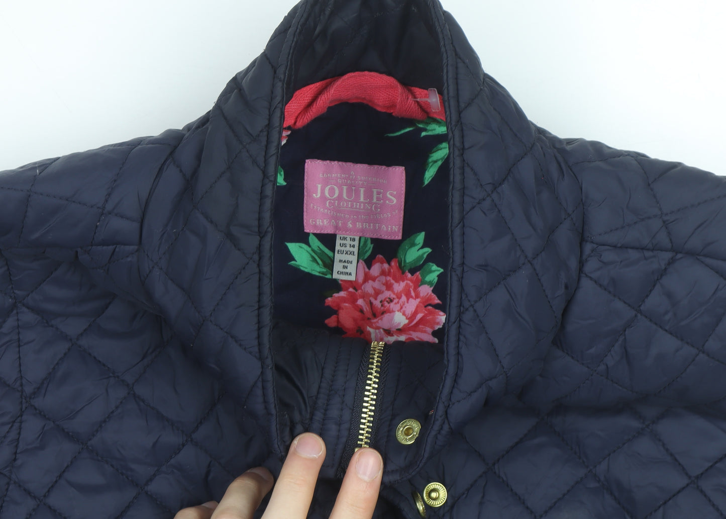 Joules Women's Blue Quilted Waistcoat Gilet Size 18 Lightweight