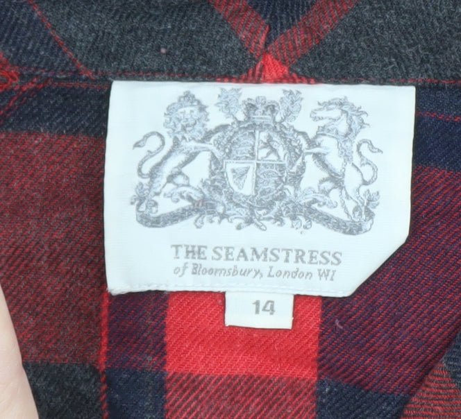The Seamstress of Bloomsbury Womens Red Check Belted Shirt Dress Size 14