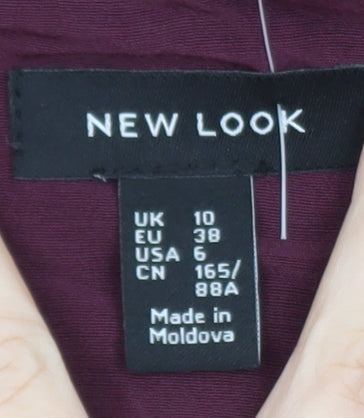 New Look Womens Purple Heart Wrap Dress Size 10 Half Sleeve