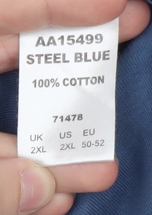 Cotton Traders Men's Steel Blue 2XL Crew Neck Short Sleeve T-Shirt