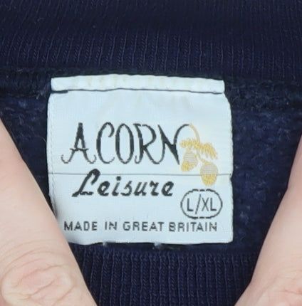 Acorn Leisure Women's Navy Blue Embroidered Pullover Sweatshirt L/XL