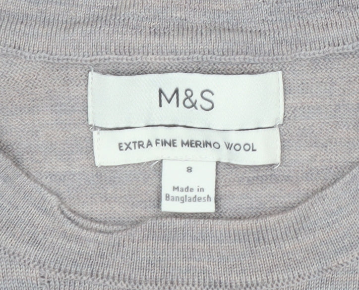 Marks and Spencer Mens Beige Merino Wool Crew Neck Jumper M