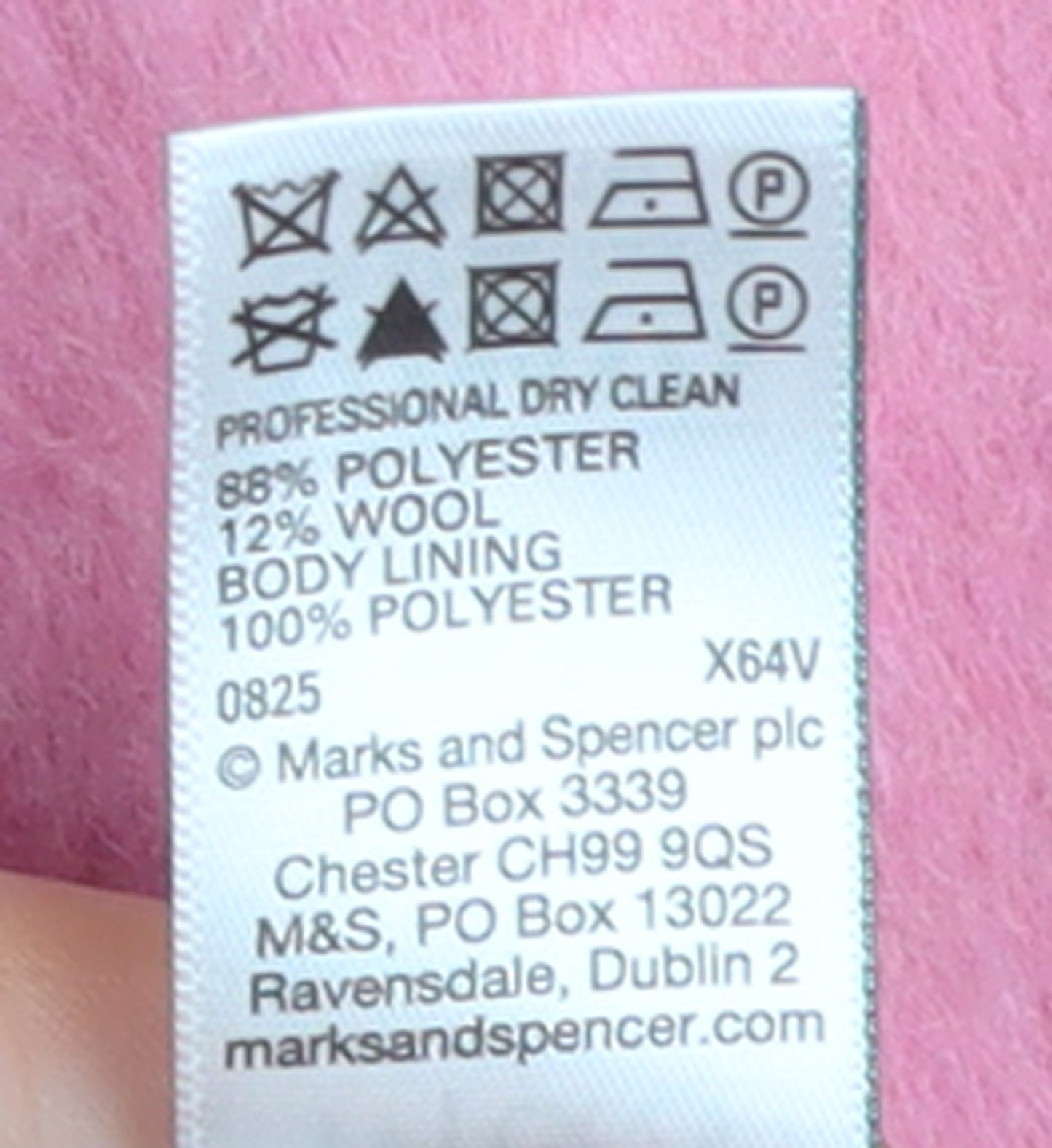 Marks and Spencer Women Pink Wool Blend Mid-Length Coat Size 14