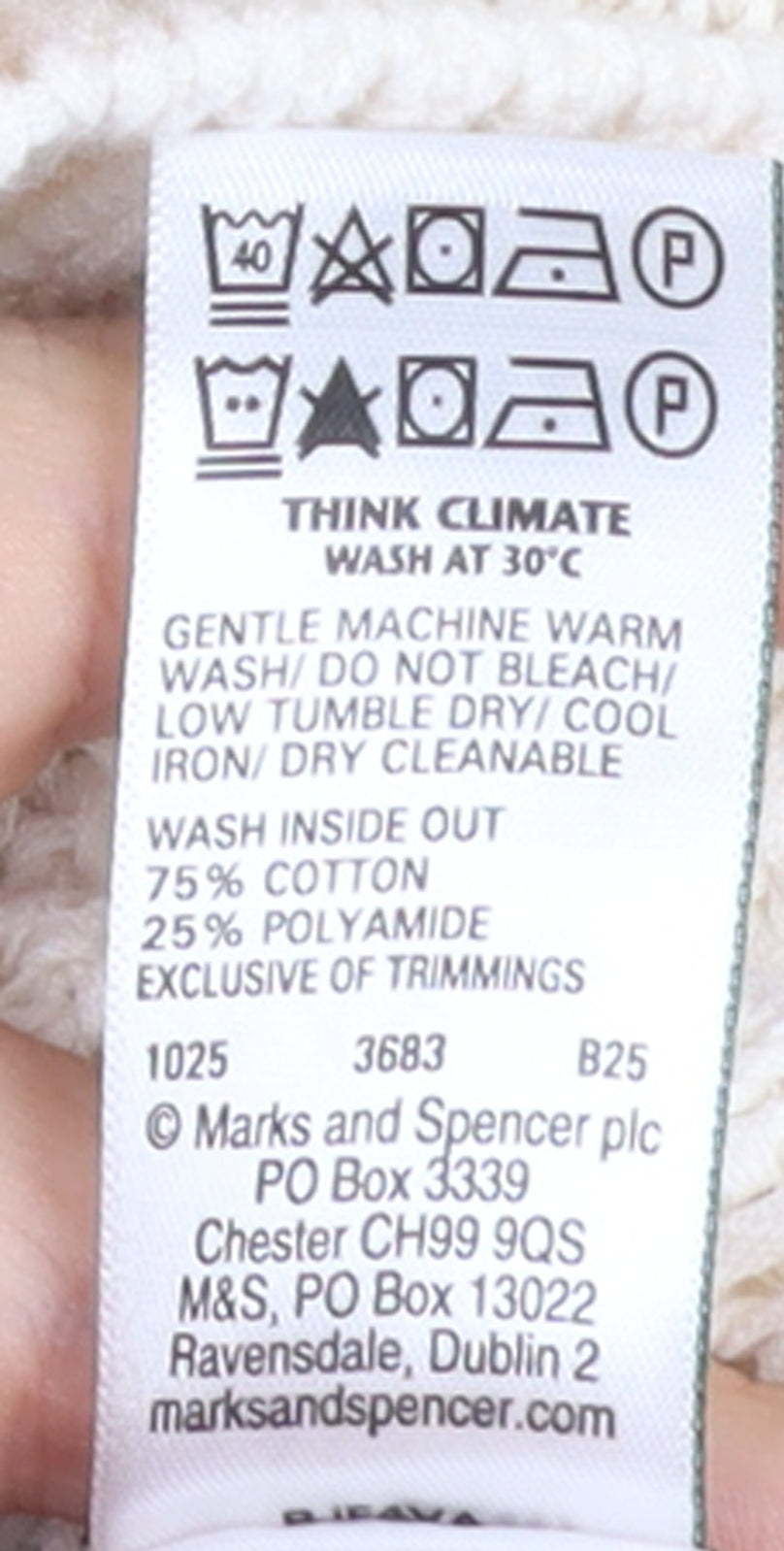 Marks and Spencer Women's Ivory Cable-Knit Cotton Jumper Size M