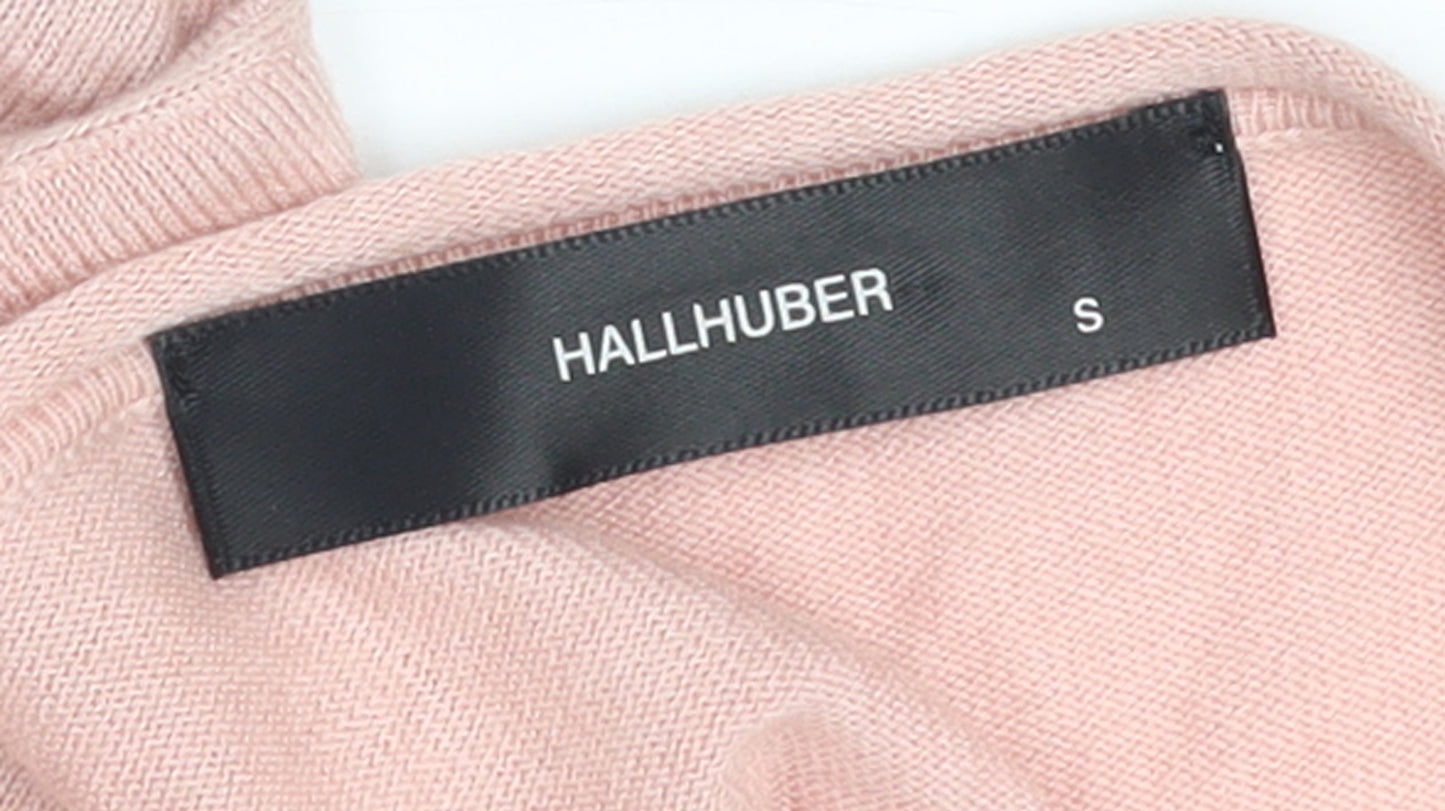 Hallhuber Women's Pink Cotton Cashmere Blend V-Neck Cardigan S
