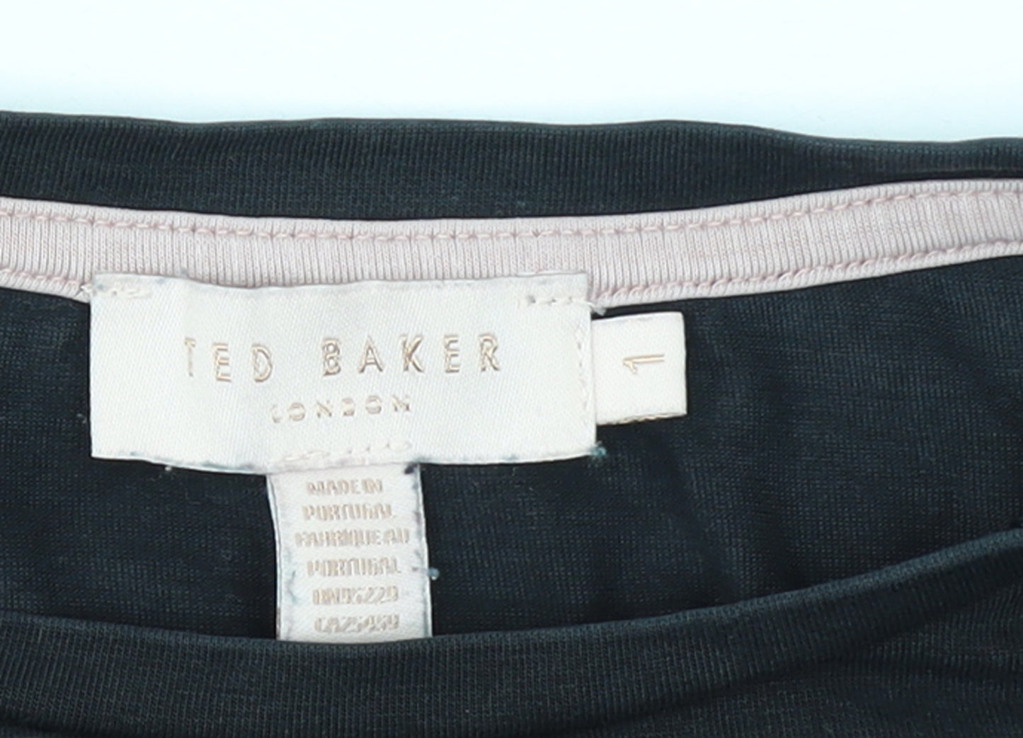 Ted Baker Women's Black Long Sleeve Crew Neck Cotton Jersey Top Size L