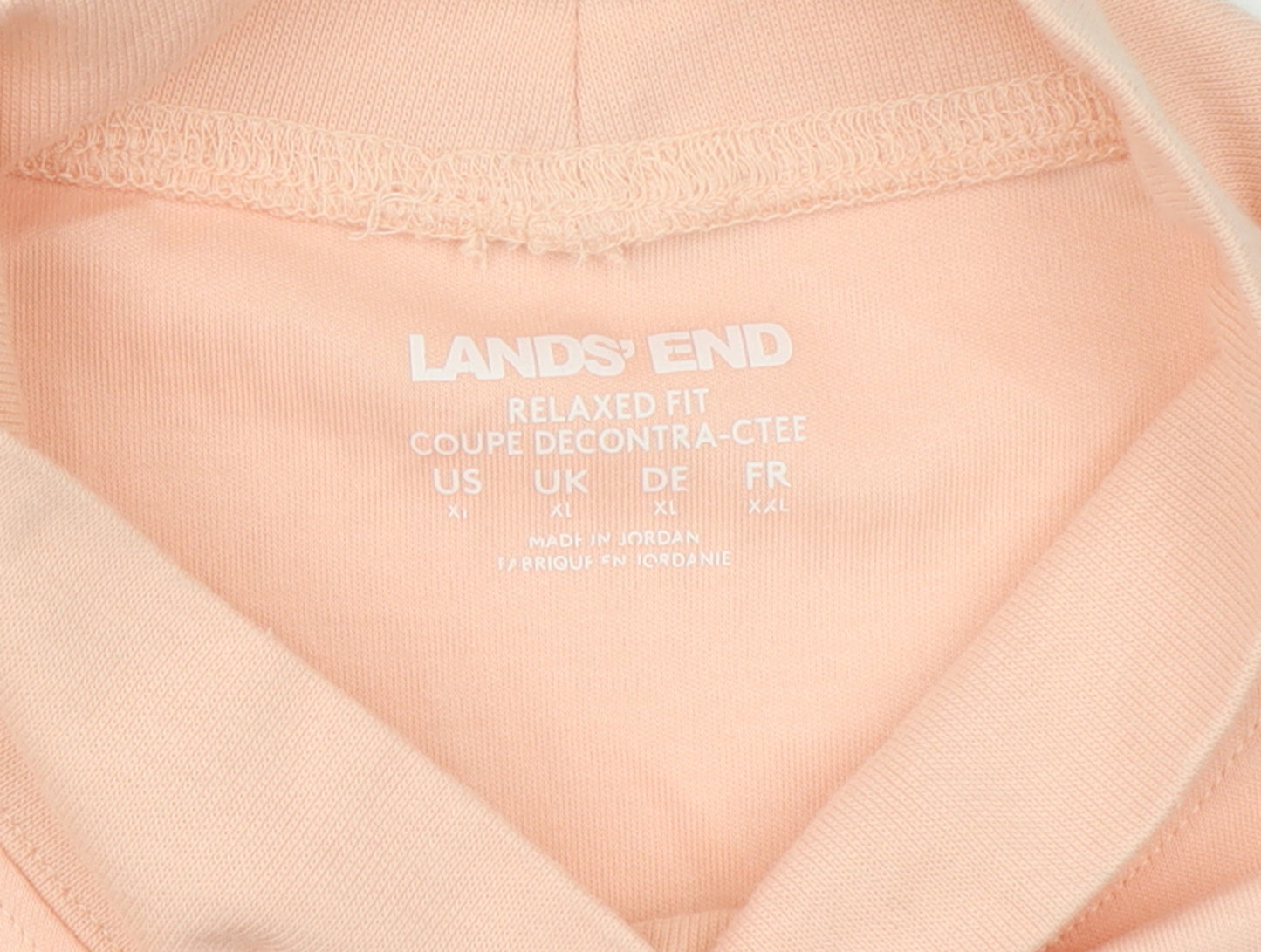 Lands' End Women's Pink Cotton Roll Neck Long Sleeve Top XL