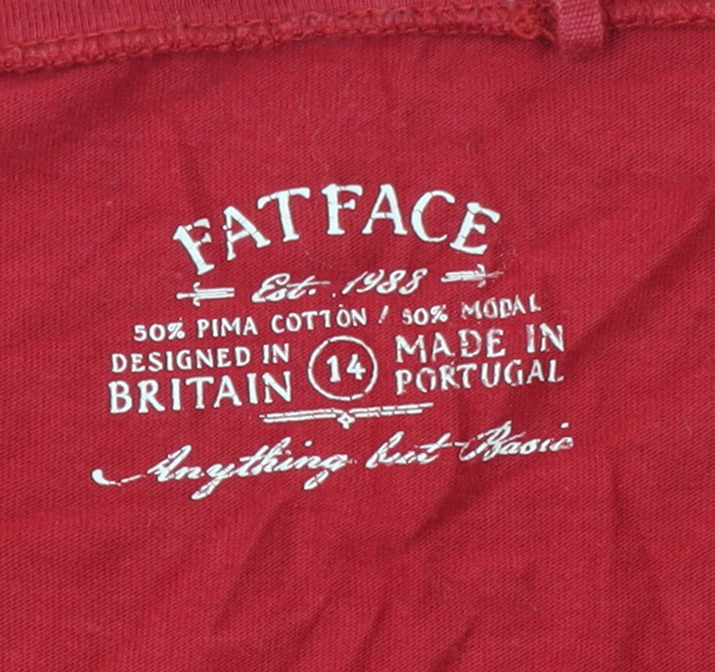 FatFace Women's Red 3/4 Sleeve Basic Jersey T-Shirt Size 14