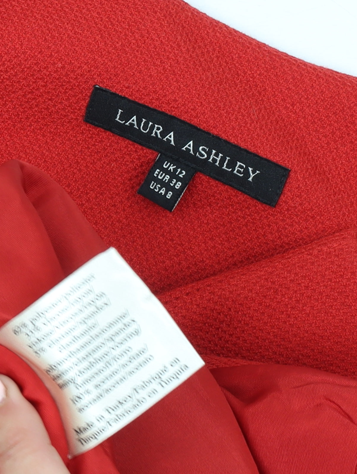 Laura Ashley Women Red Wool Blend Short Blazer Jacket Size 12