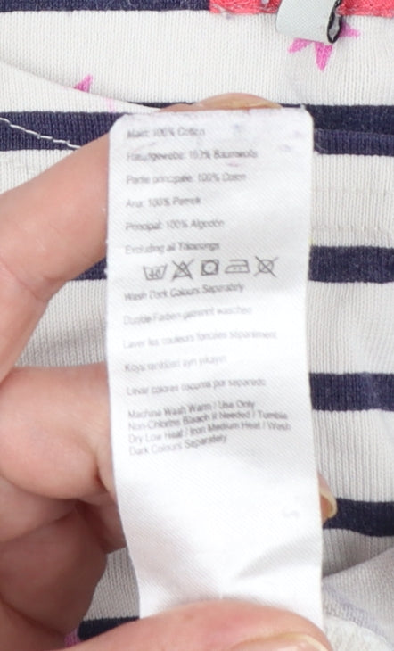 Joules Women's White Striped Long Sleeve Cotton T-Shirt Size 16