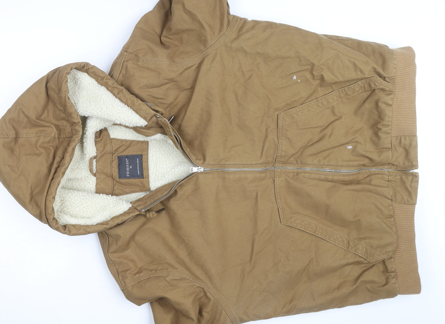 Primark Men's Brown Hooded Lined Cotton Jacket XL