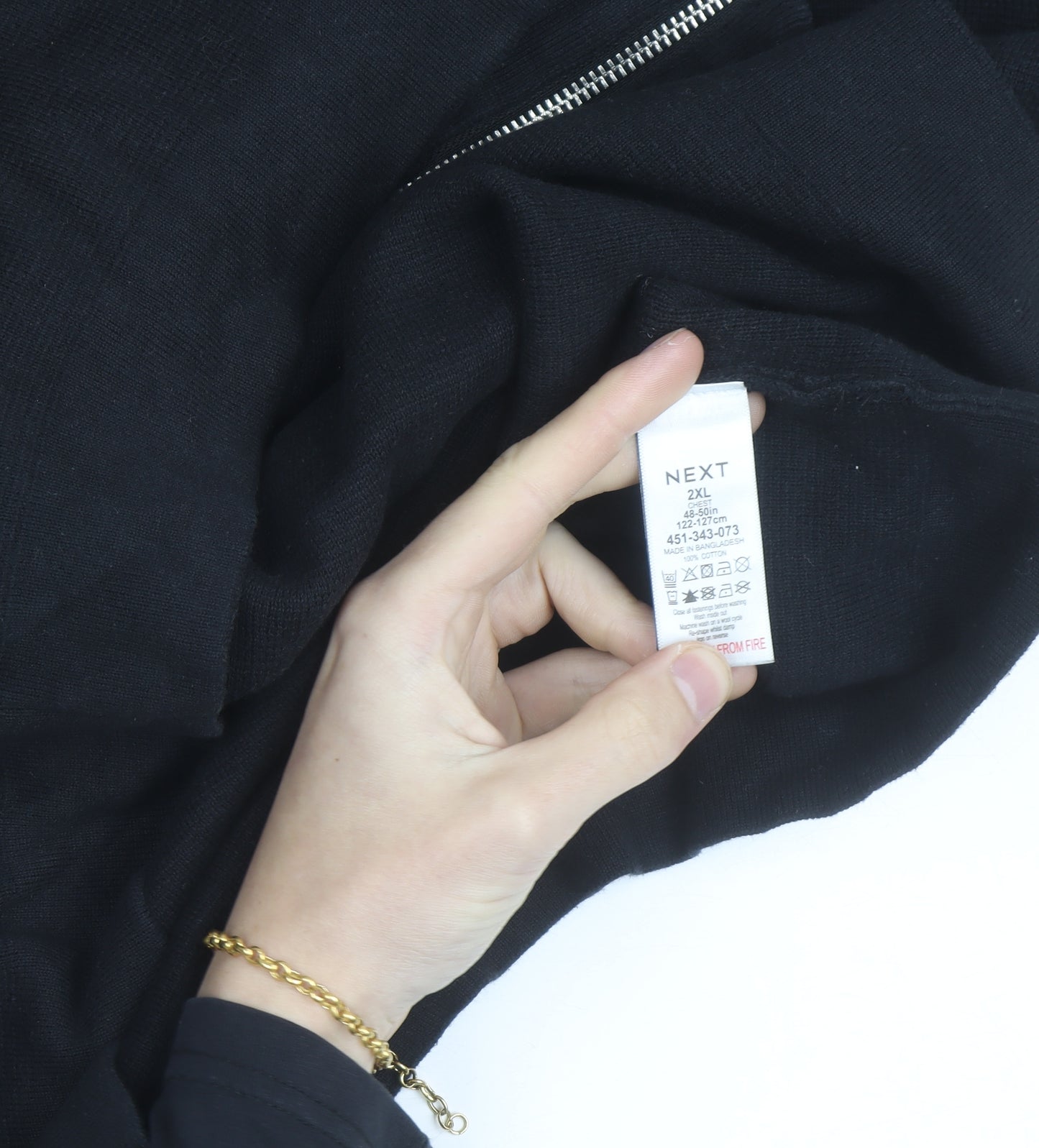 Next Men’s Black 2XL Full Zip Collared Cotton Jumper