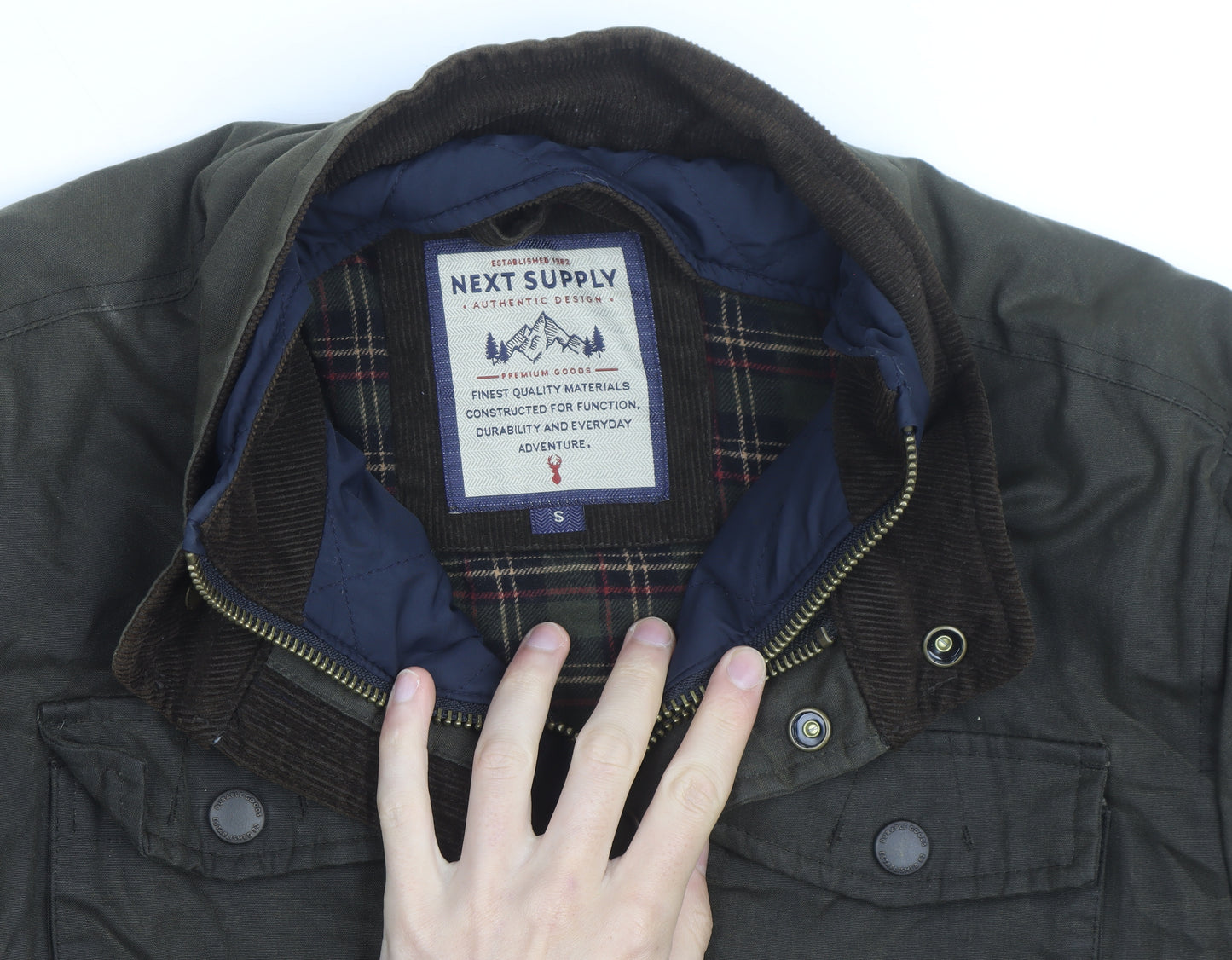 Next Men’s Green Field Jacket S Regular Twill Lined Outdoor Coat