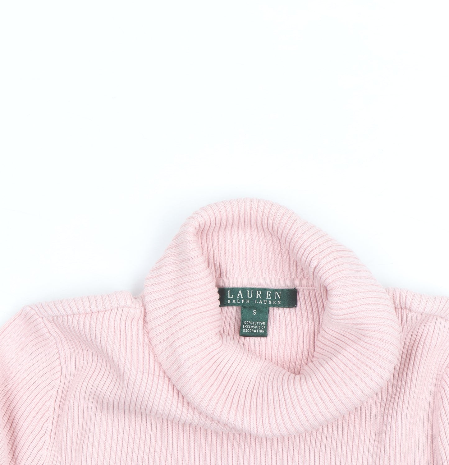 Lauren Ralph Lauren Womens Pink Roll Neck Cotton Jumper Size S