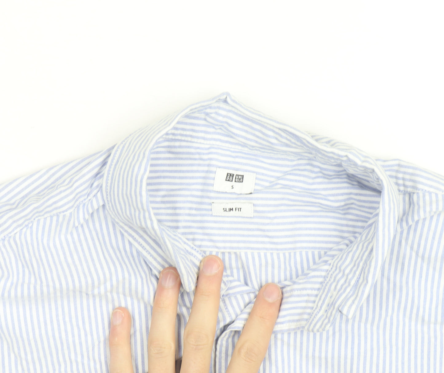Uniqlo Men's Blue Slim Fit Striped Long Sleeve Button-Up Shirt Size S