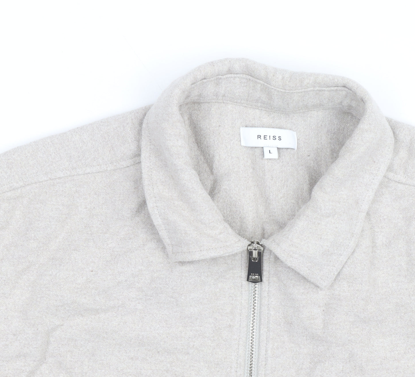 Reiss Men's Beige Wool Blend Zip Jacket L Regular Fit Casual