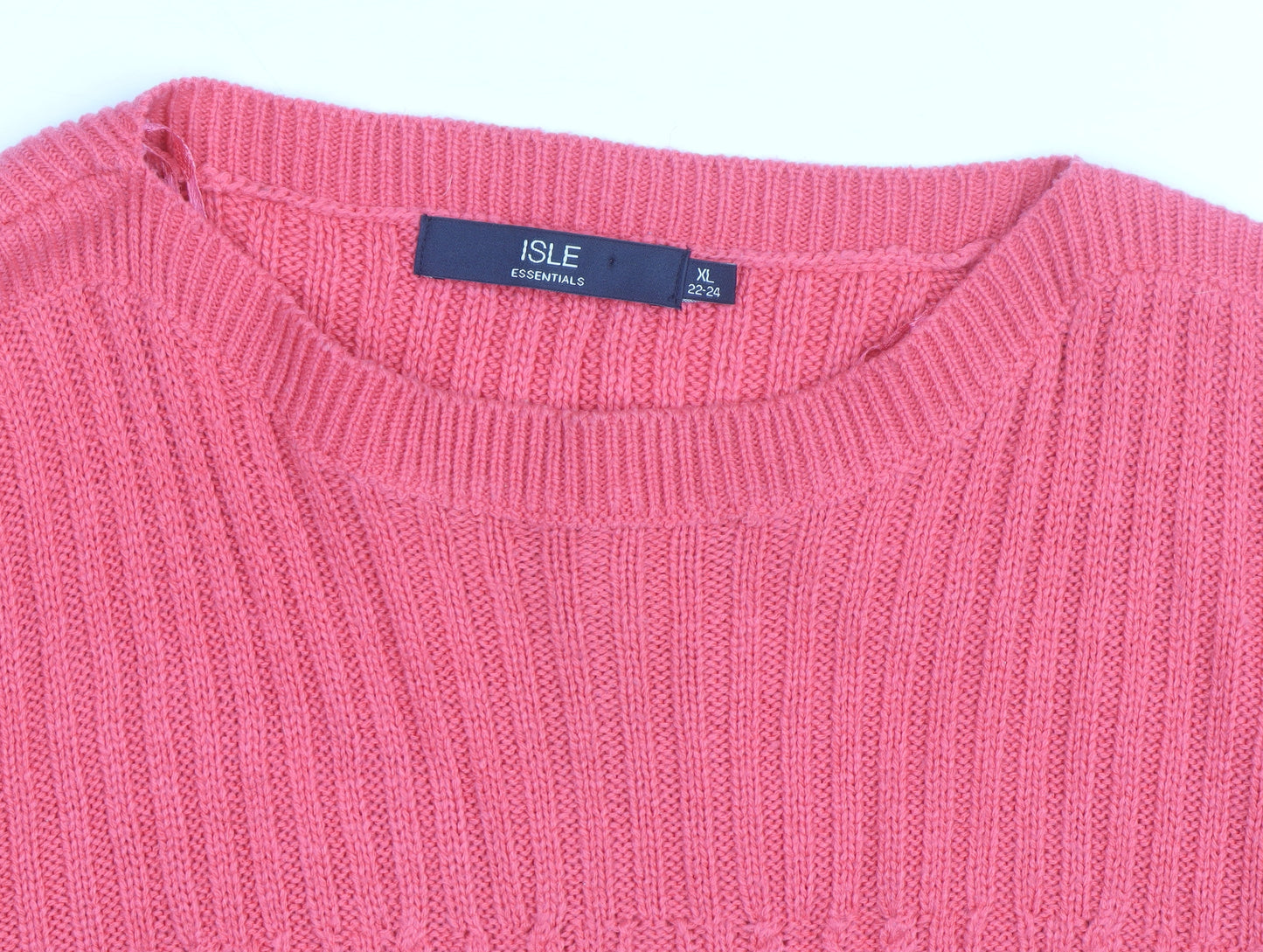 Isle Essentials Women Pink Cable-Knit Acrylic Jumper XL 22-24