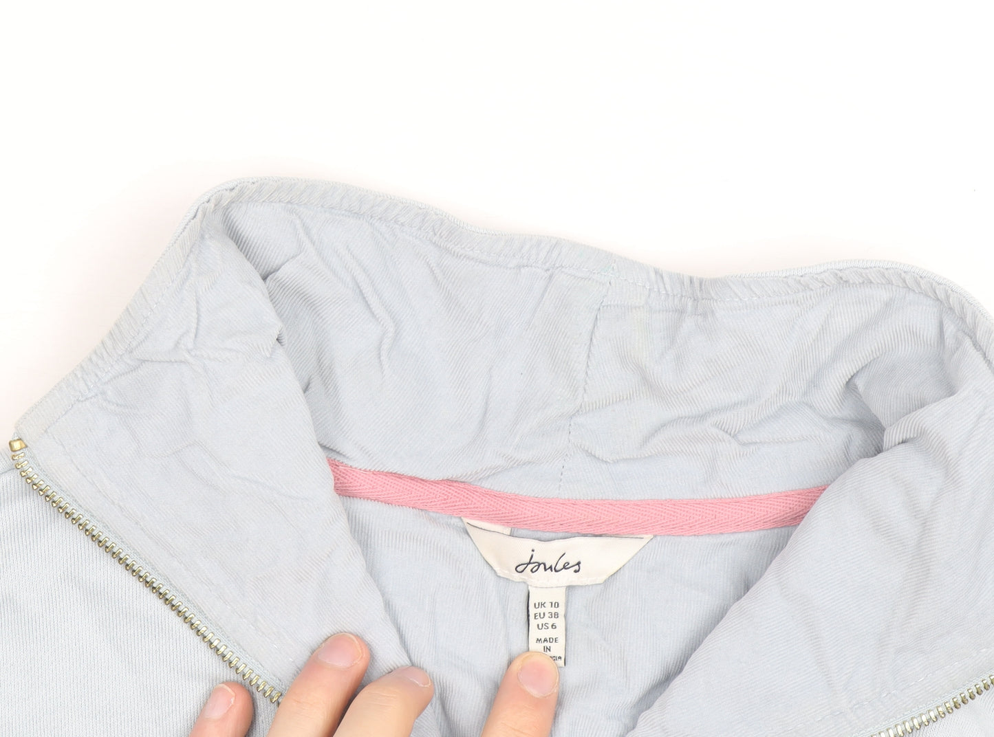Joules Women Light Blue 1/2 Zip Pullover Sweatshirt UK 10