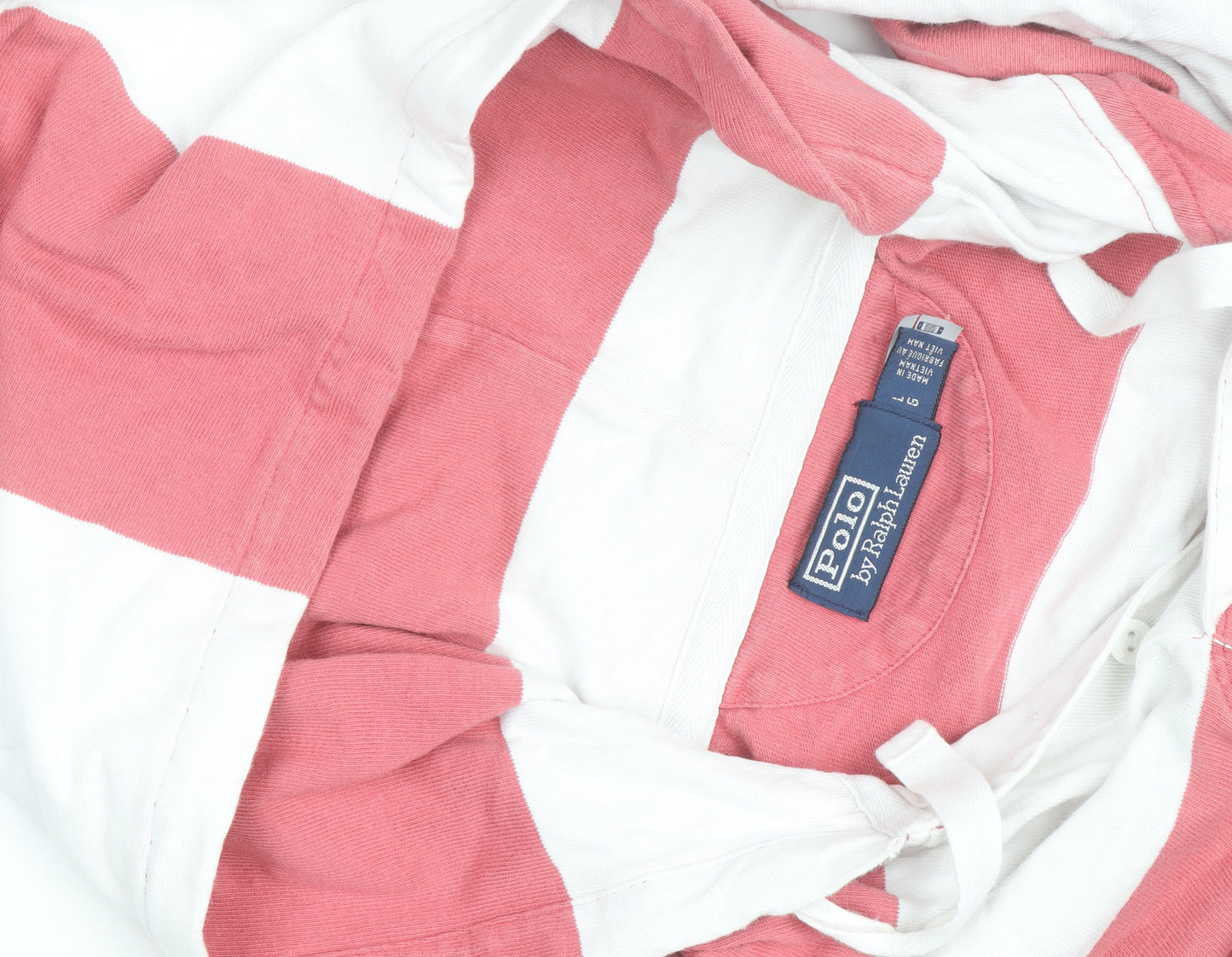 Polo Ralph Lauren Men's Pink & White Striped Pullover Hoodie Size L