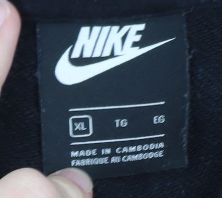 Nike Men's Black XL Pullover Hoodie with Logo Front Fleece