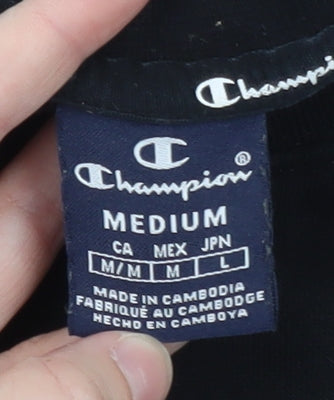 Champion Men's Black Pullover Crew Neck Sweatshirt Medium