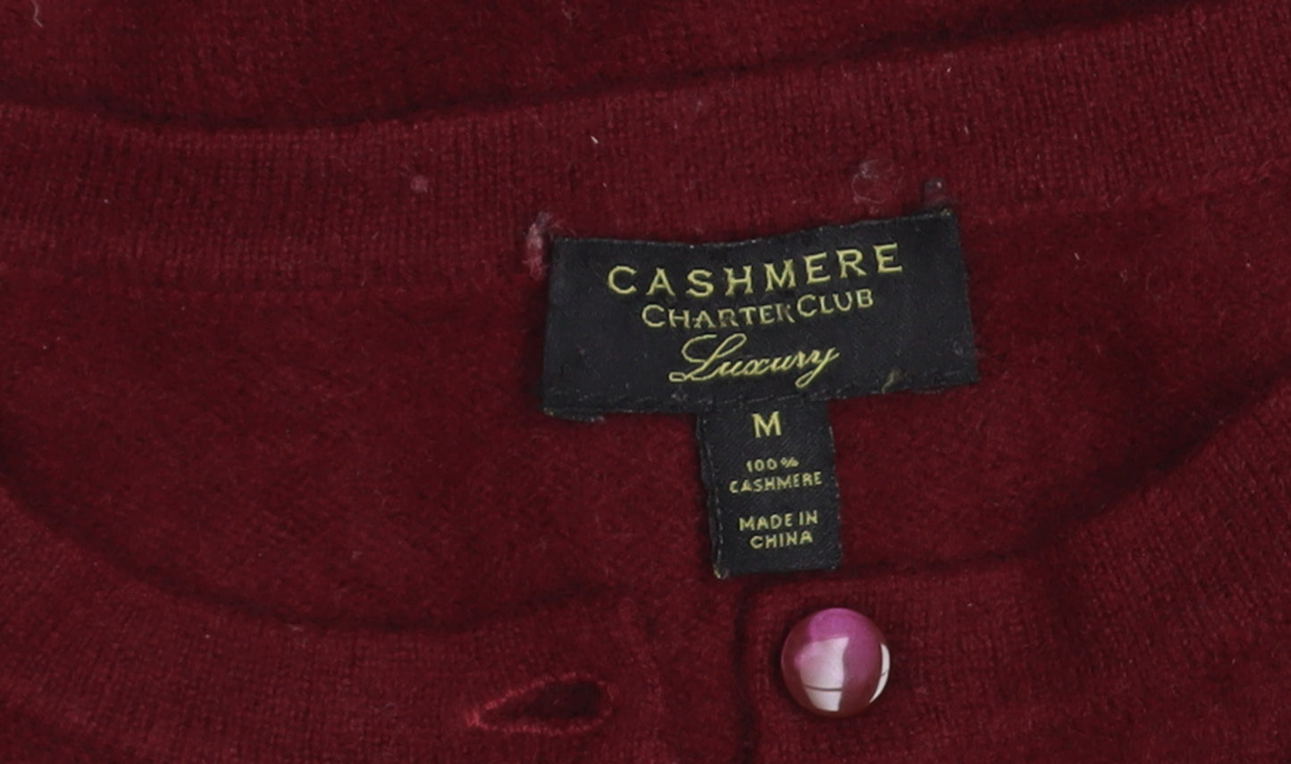 Charter Club Women's Red 100% Cashmere Cardigan M