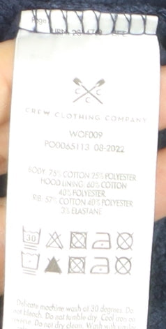 Crew Clothing Company Women's Navy Full Zip Hoodie Size 10 Cotton Blend