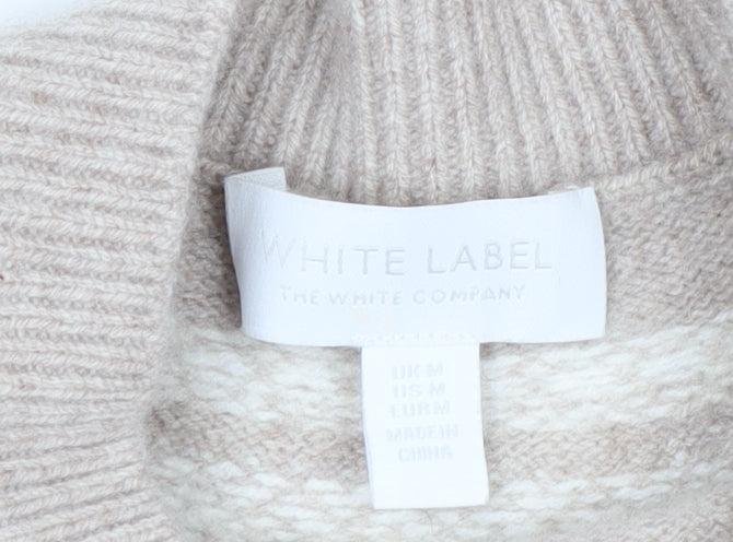 The White Company Women's Beige Fair Isle Wool Blend Jumper Size M