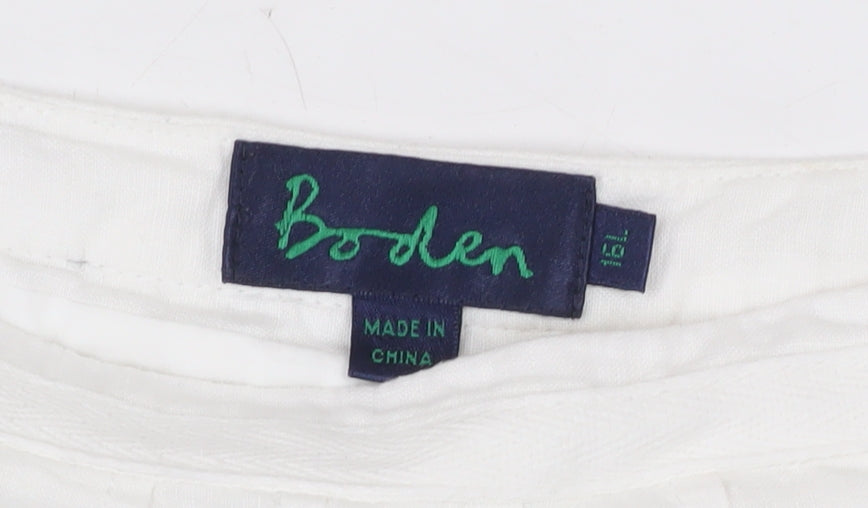 Boden Women’s White Linen A-Line Knee Length Skirt Size 10