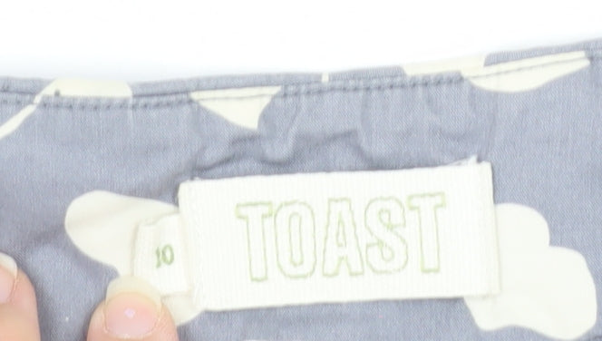 Toast Womens Grey Cotton A-Line Pleated Skirt Size 10