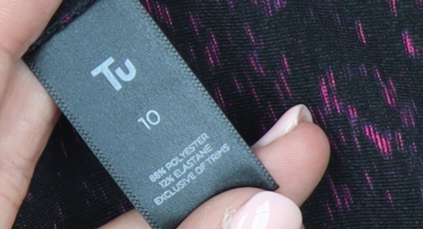 Tu Women’s Black Pink Full Zip Hooded Sweatshirt Size 10 Polyester Blend