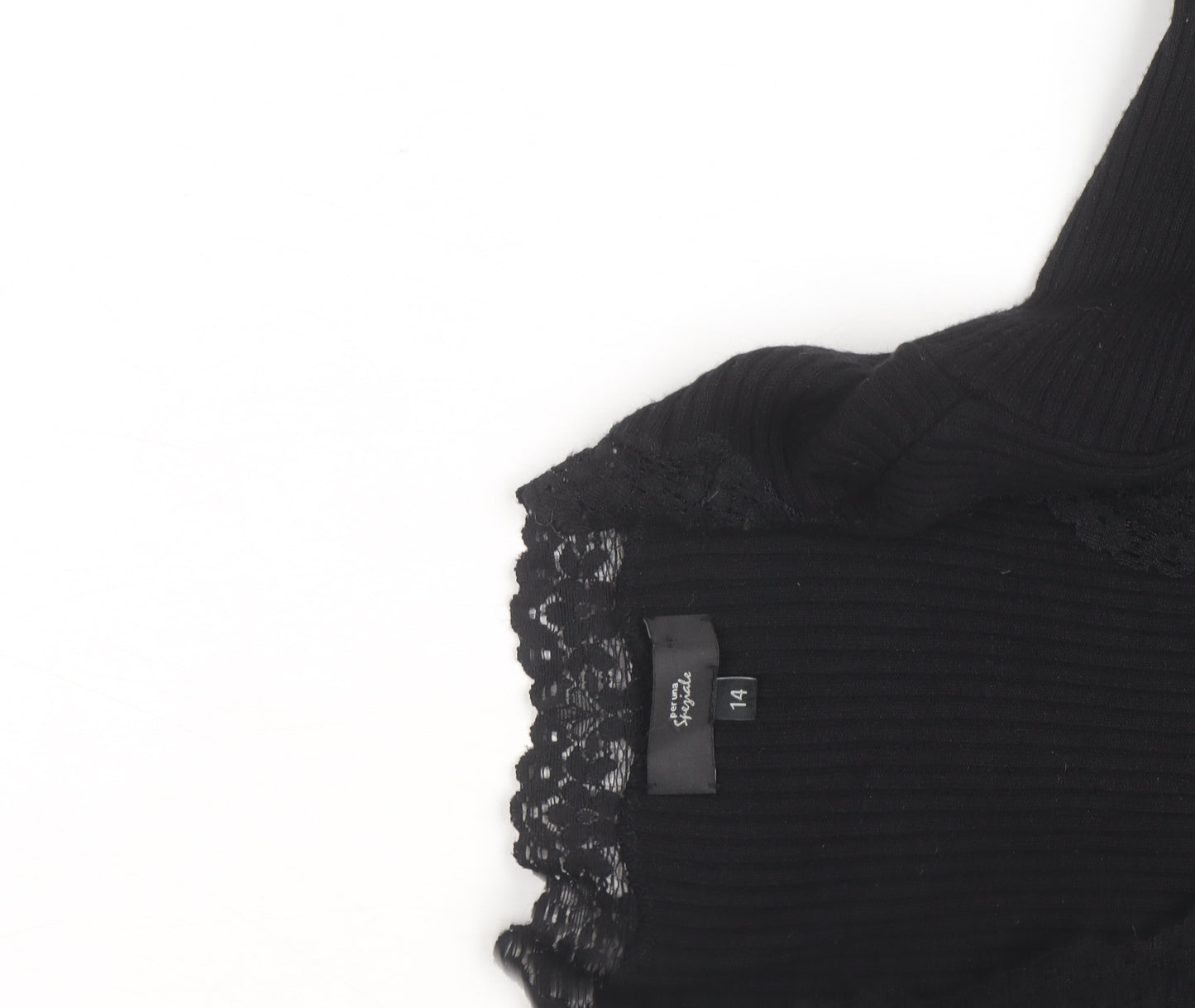Marks and Spencer Women’s Black Lace Bodycon Knit Dress Size 14