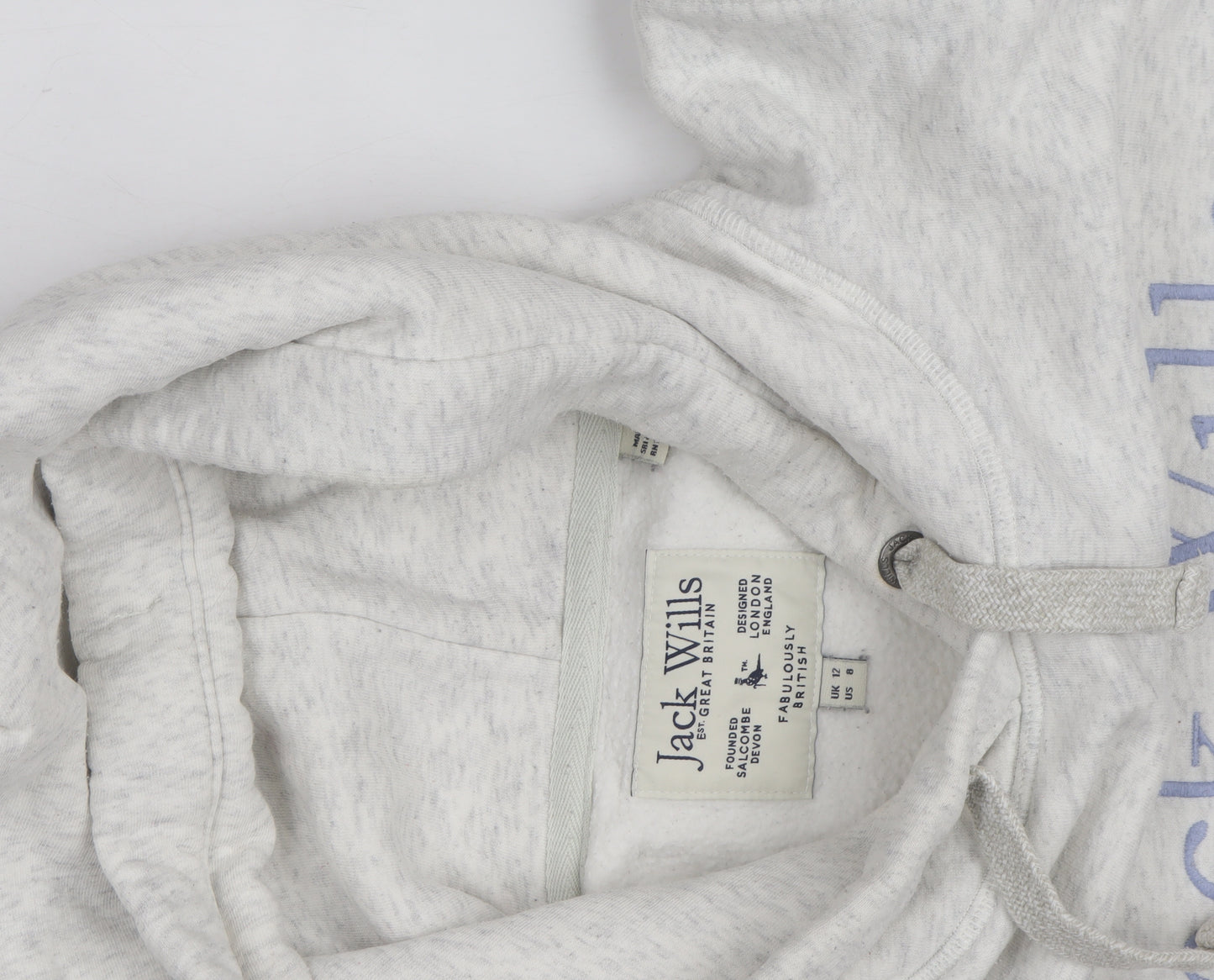 Jack Wills Women's Grey Pullover Hoodie Size 12 Cotton Blend Casual