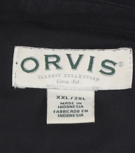 Orvis Men's Black 2XL Classic Cotton Short Sleeve Polo Shirt