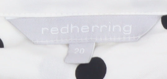 Red Herring Women White Polka Dot Cropped Blouse Size 20
