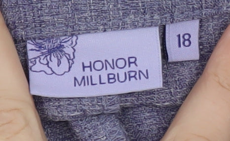 Honor Millburn Womens Blue Linen Blend Straight Leg Trousers Size 18