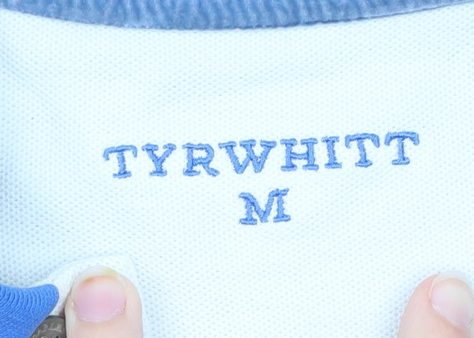 Tyrwhitt Men's Blue Cotton Short Sleeve Polo Shirt M