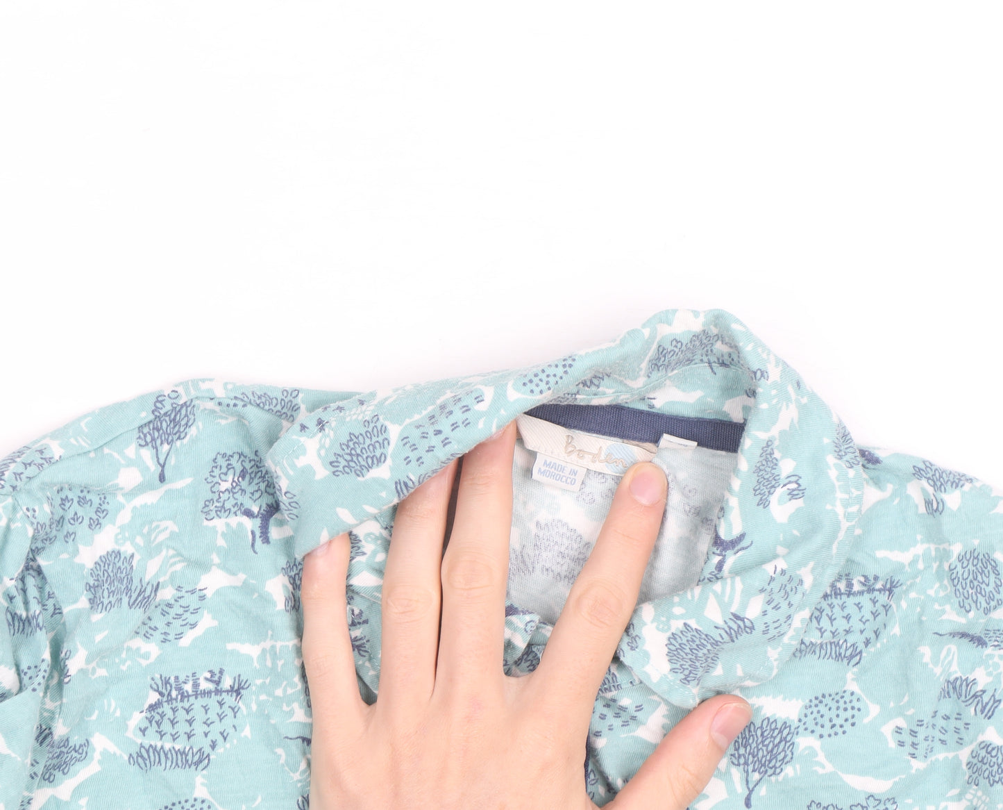 Boden Women Blue Floral Button-Up Shirt Size 8 Cotton Long Sleeve
