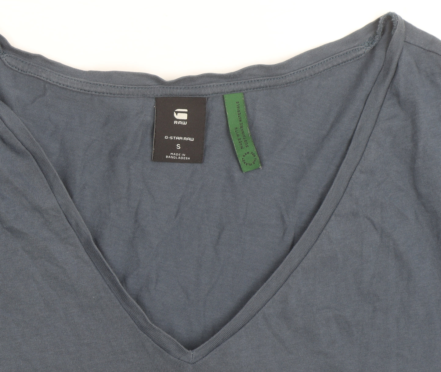 G-Star RAW Women's Blue V-Neck Long Sleeve Cotton T-Shirt Size S
