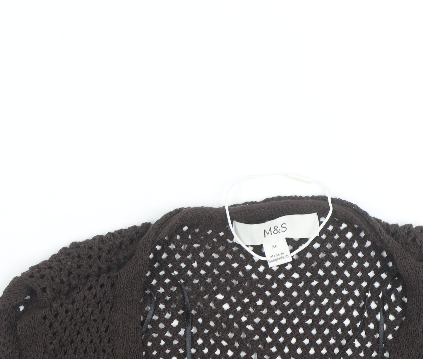 Marks and Spencer Women Brown Open Knit Cotton Vest XL
