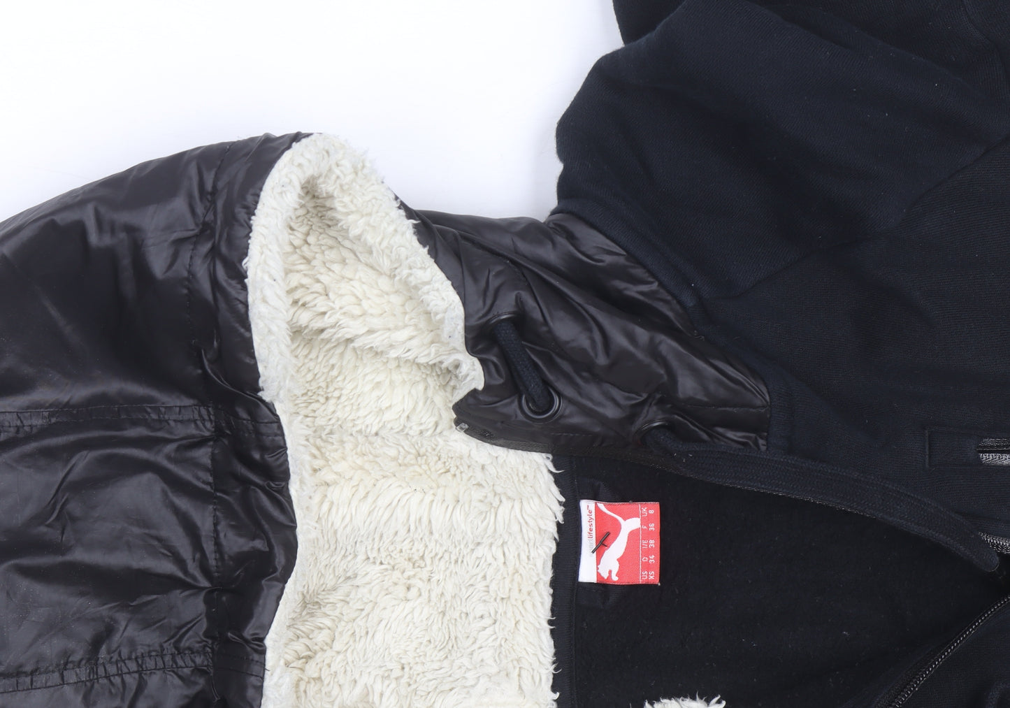 Puma Womens Black Full Zip Hooded Sweatshirt Size M Fleece Lined